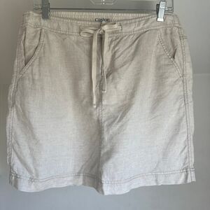100% linen mini skirt beige/oatmeal tan khaki pockets gorpcore outdoors summer S